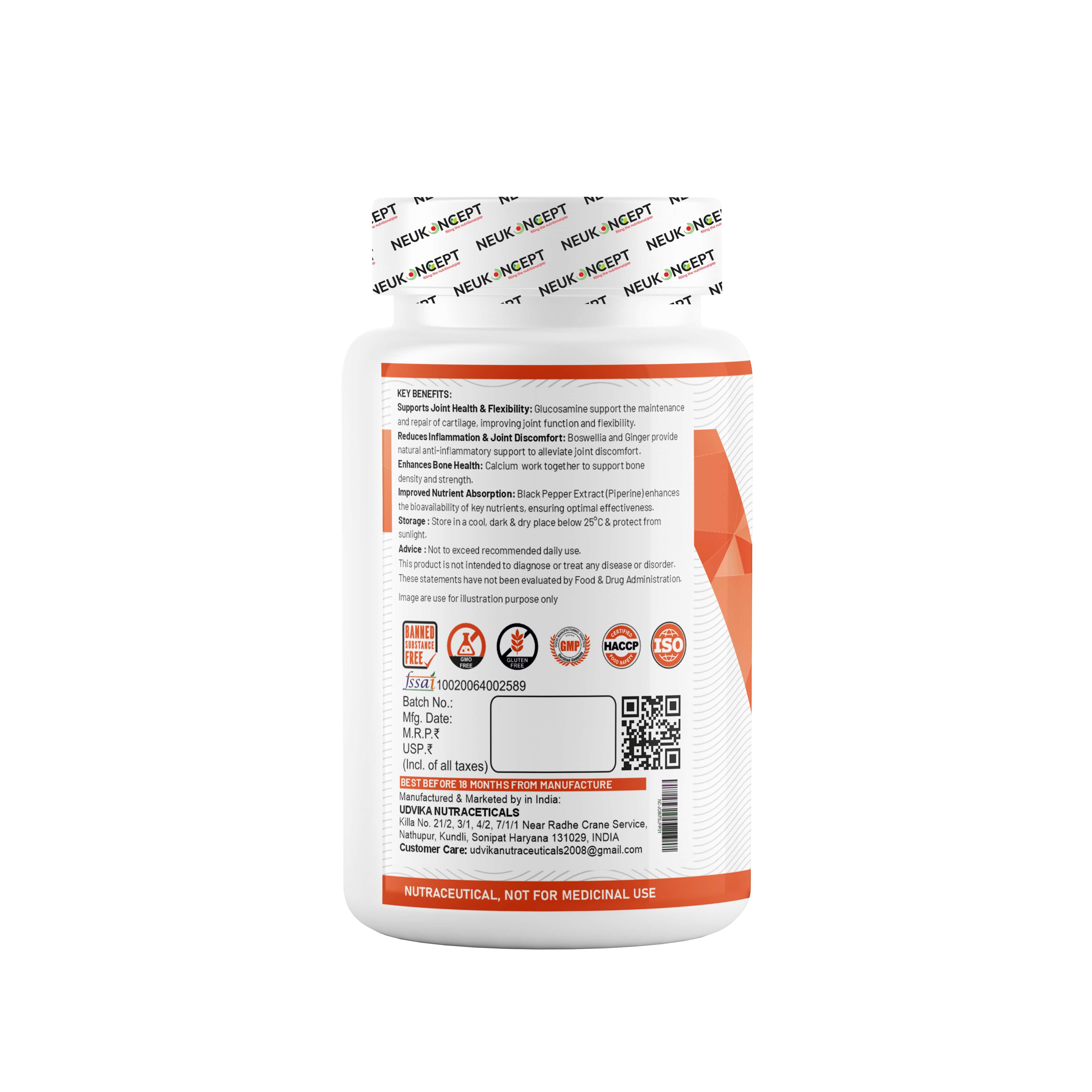 Joint Support - Advanced Joint Health Supplement with Glucosamine, Boswellia, Hadjod | 60 Tablets - Muscle Club