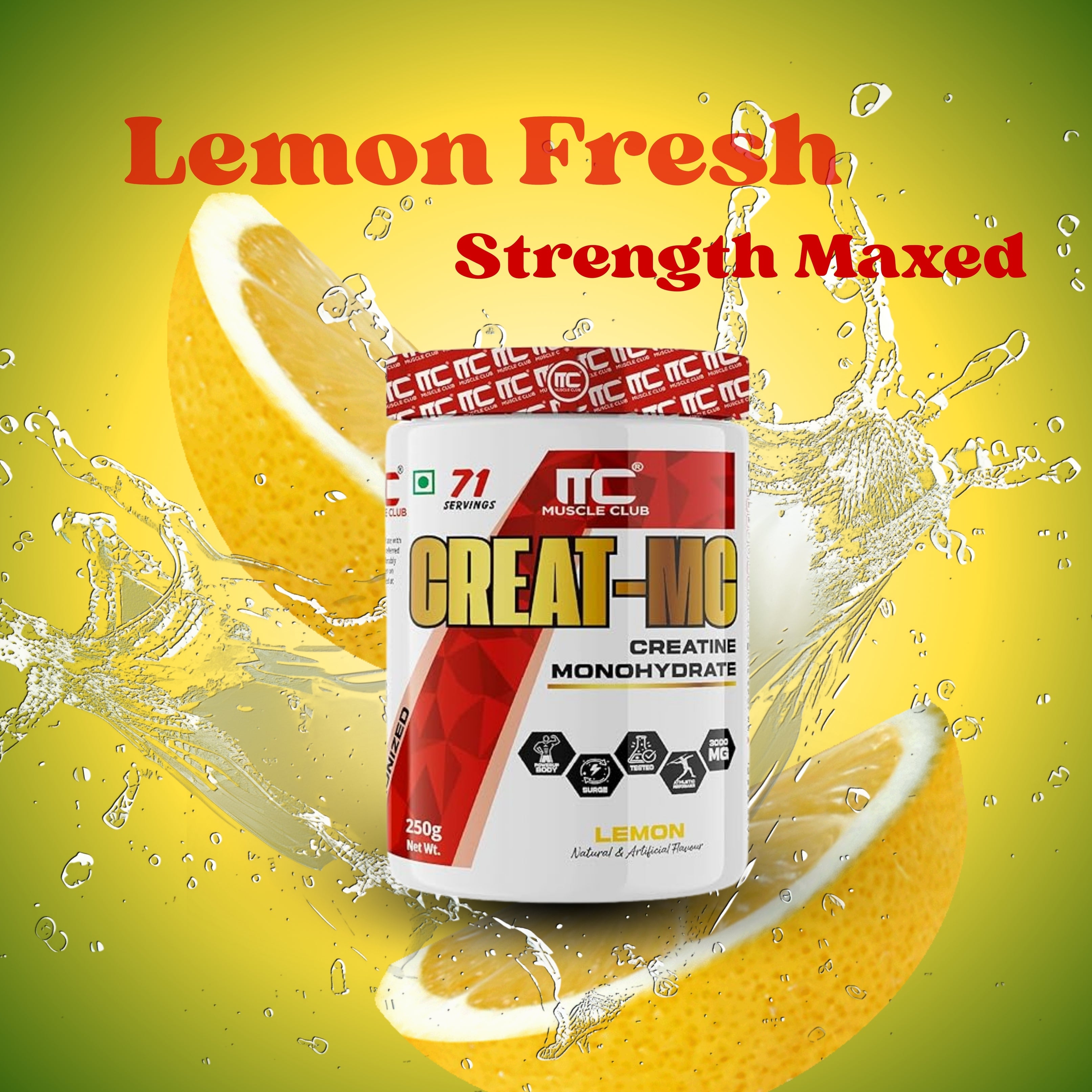 Muscle Club Creatine Monohydrate 250g –  Micronized Creatine Powder for Muscle Strength, Power & Endurance – Fast Absorption – Pre/Post Workout Supplement for Men & Women