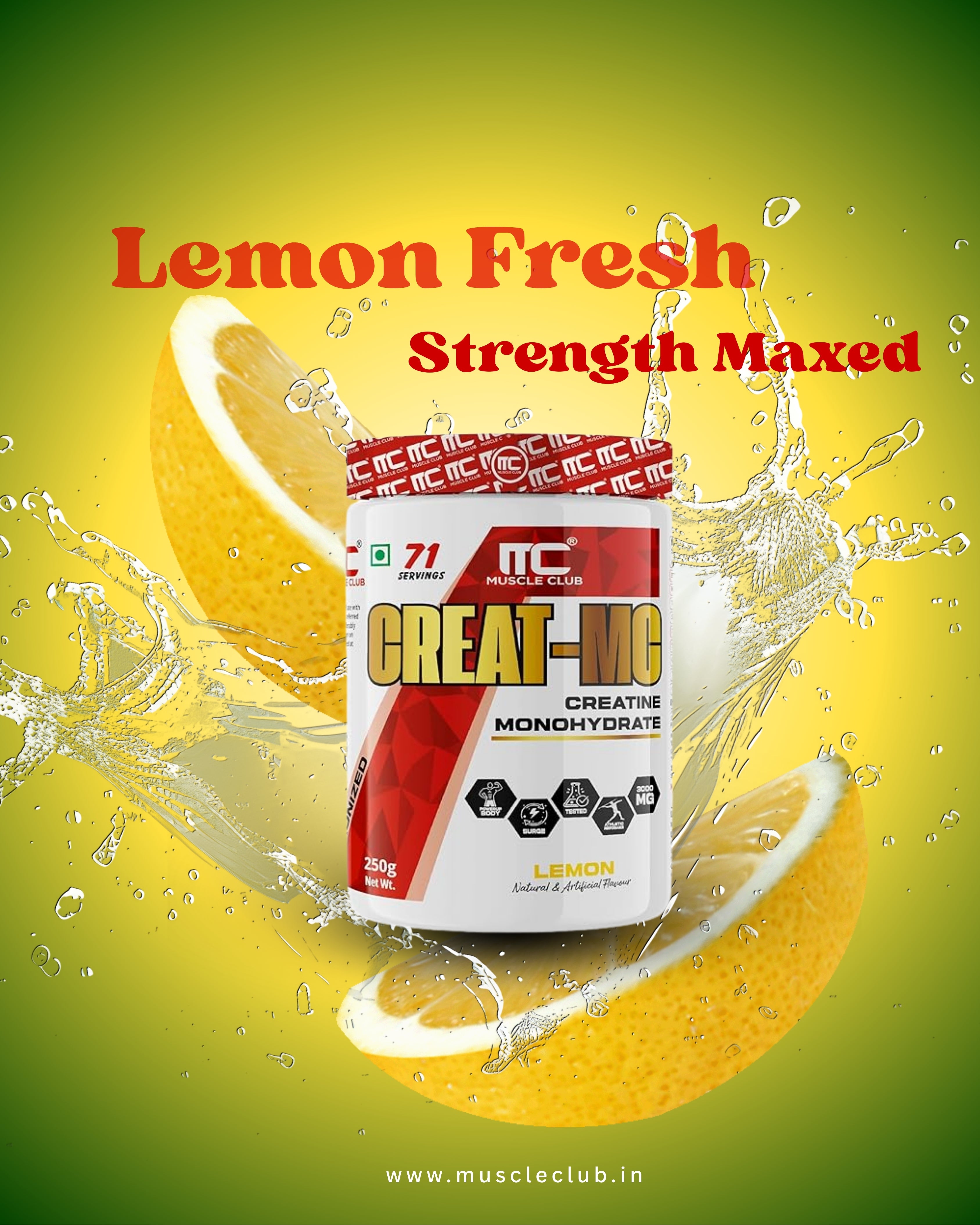 Muscle Club Creatine Monohydrate 250g –  Micronized Creatine Powder for Muscle Strength, Power & Endurance – Fast Absorption – Pre/Post Workout Supplement for Men & Women