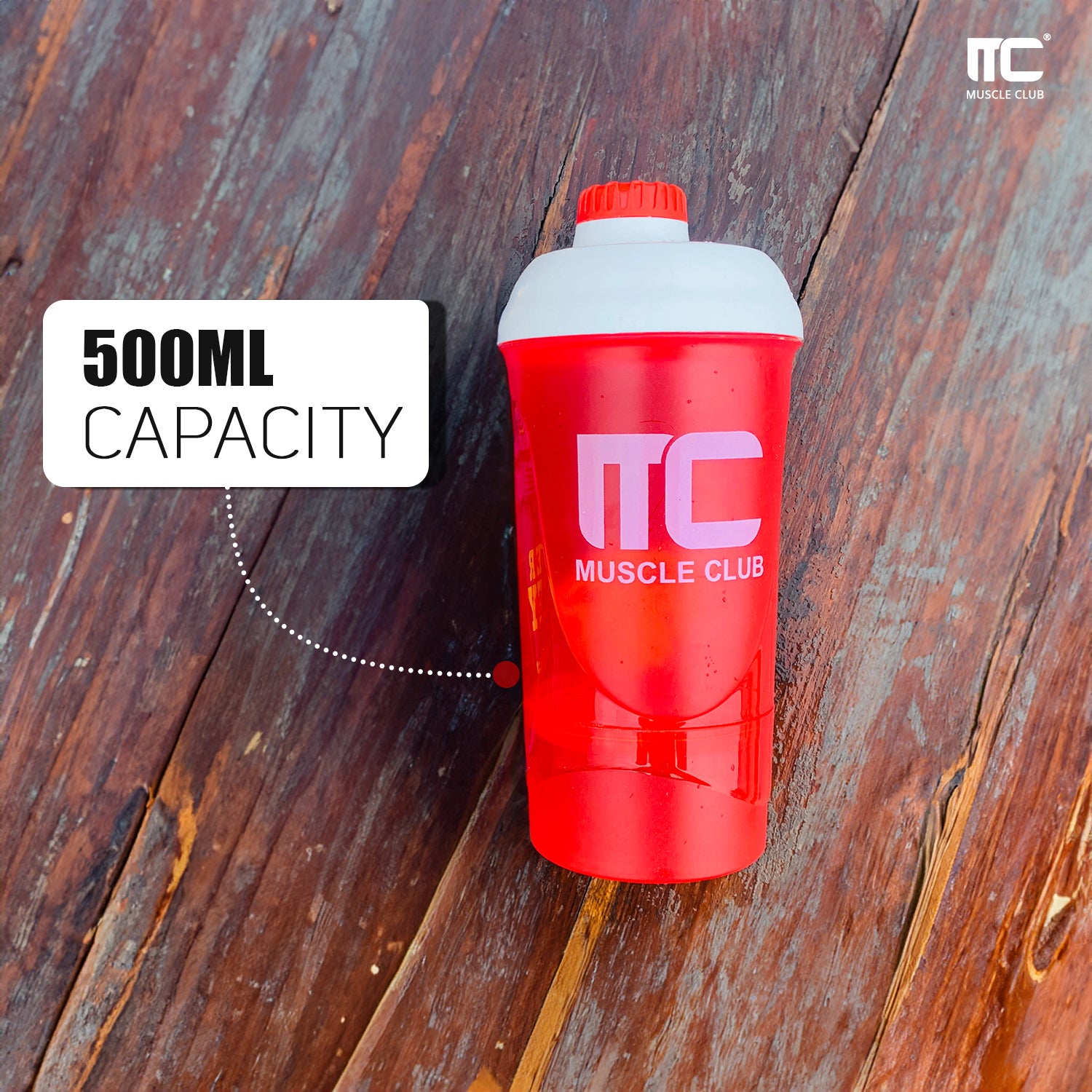 Muscle Club Shaker Bottle with Blender Ball - Leakproof Protein Shaker Cup, BPA-Free - Muscle Club