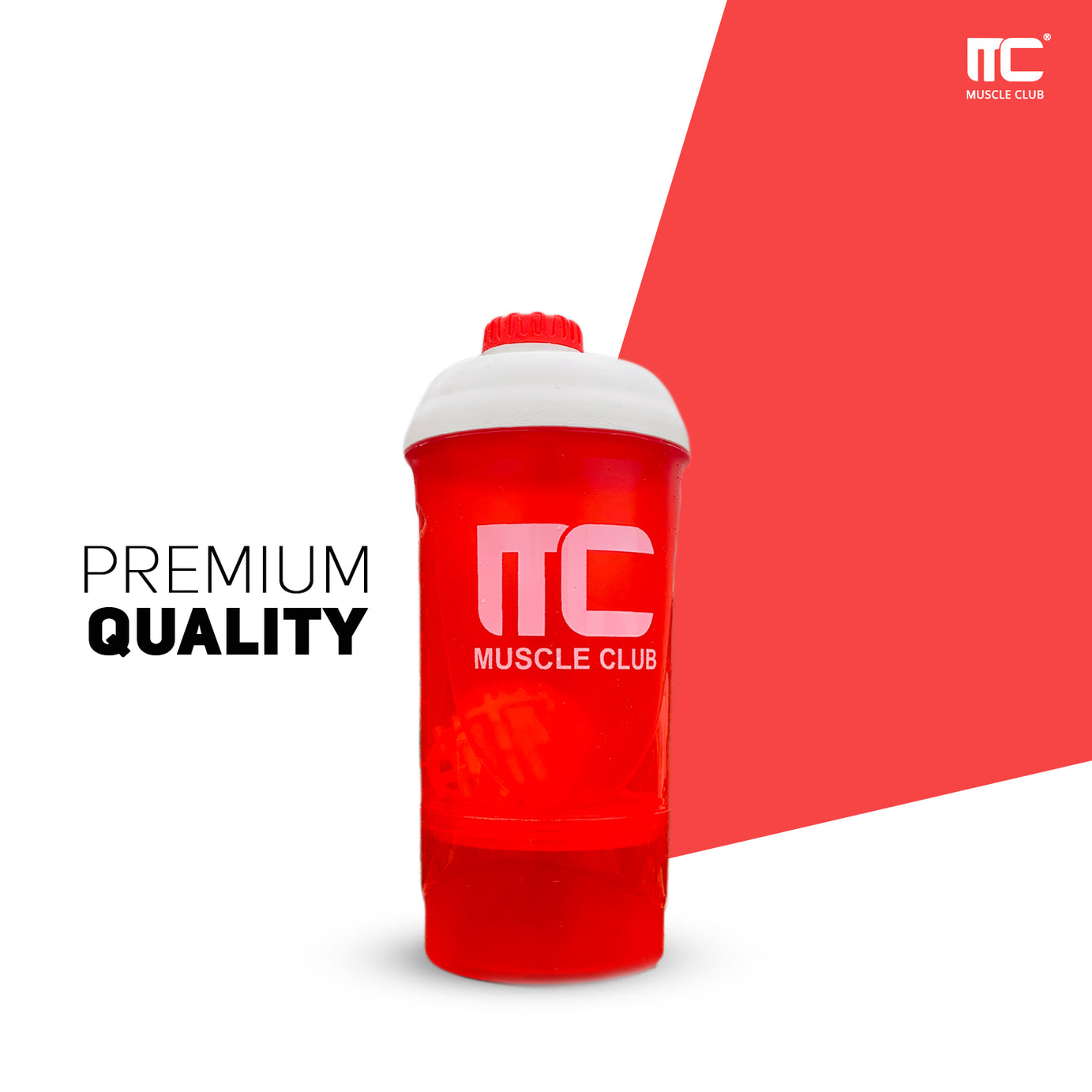 Muscle Club Shaker Bottle with Blender Ball - Leakproof Protein Shaker Cup, BPA-Free - Muscle Club