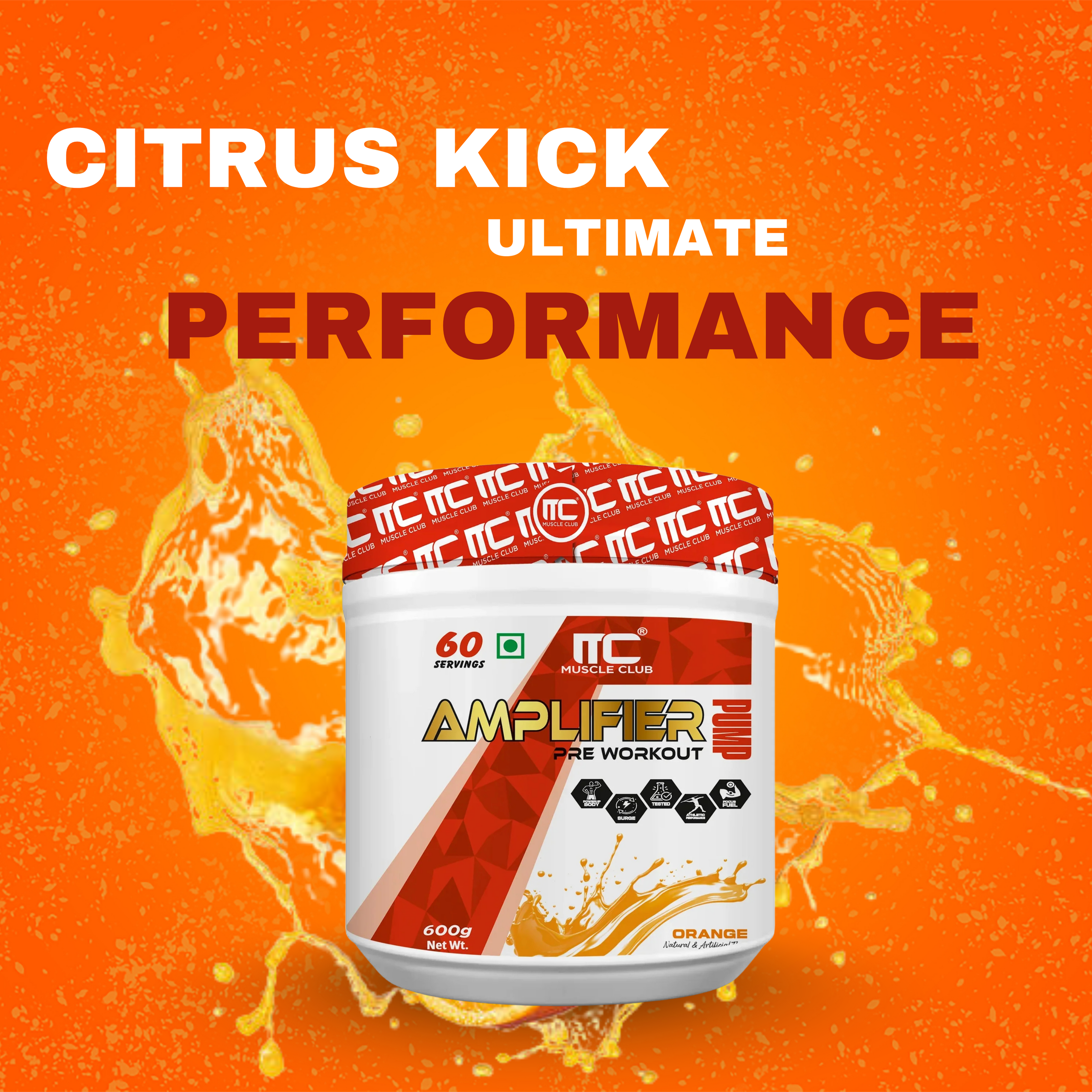 Muscle Club Amplifier Pre-workout | Pre-workout Supplement Supports to Improve Focus, Strength, Energy | Beta Alanine, Caffeine, Creatine, L-Arginine, & Vitamin B3