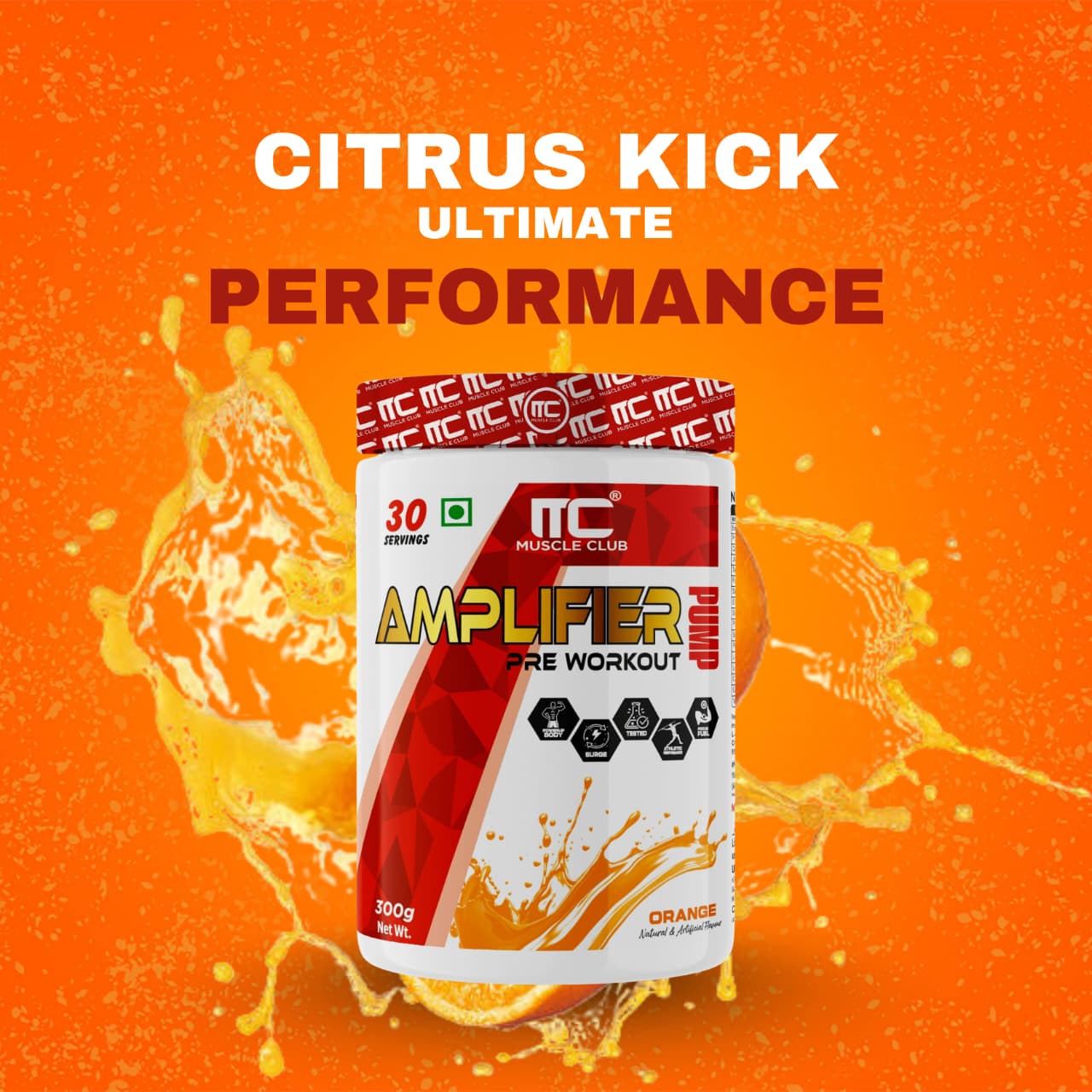 Muscle Club Amplifier Pre-workout | Pre-workout Supplement Supports to Improve Focus, Strength, Energy | Beta Alanine, Caffeine, Creatine, L-Arginine, & Vitamin B3