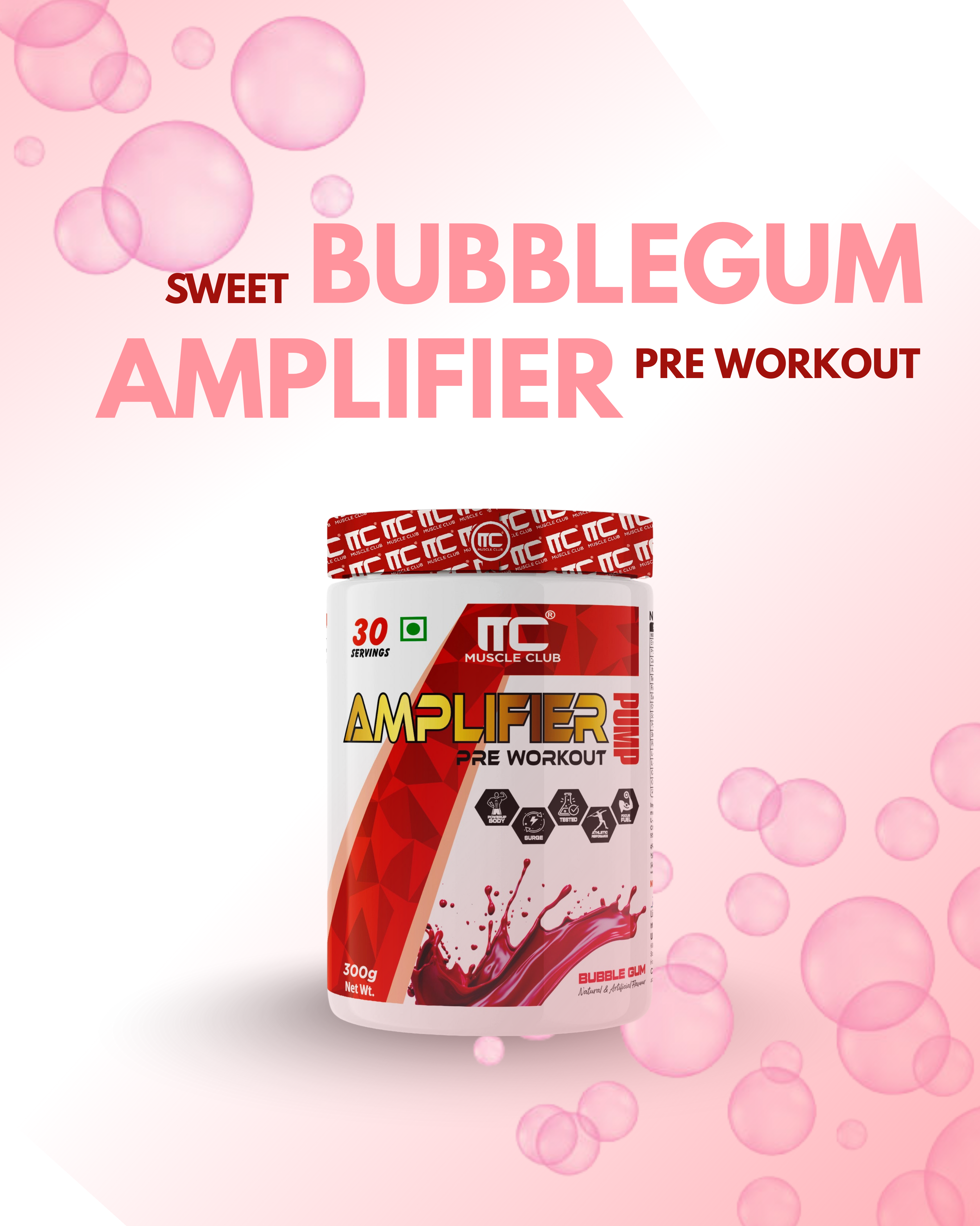 Muscle Club Amplifier Pre-workout | Pre-workout Supplement Supports to Improve Focus, Strength, Energy | Beta Alanine, Caffeine, Creatine, L-Arginine, & Vitamin B3