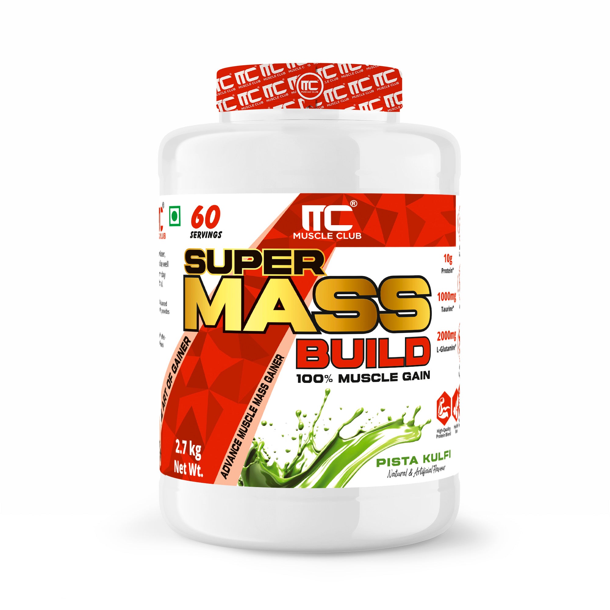 Muscle Club Super Mass Gainer – 1kg – Weight Gainer with L-Glutamine, Taurine, Vitamin A, B-Complex, Calcium, Iron, Zinc & Vitamin D – Supports Muscle Growth, Recovery & Weight Gain - Muscle Club