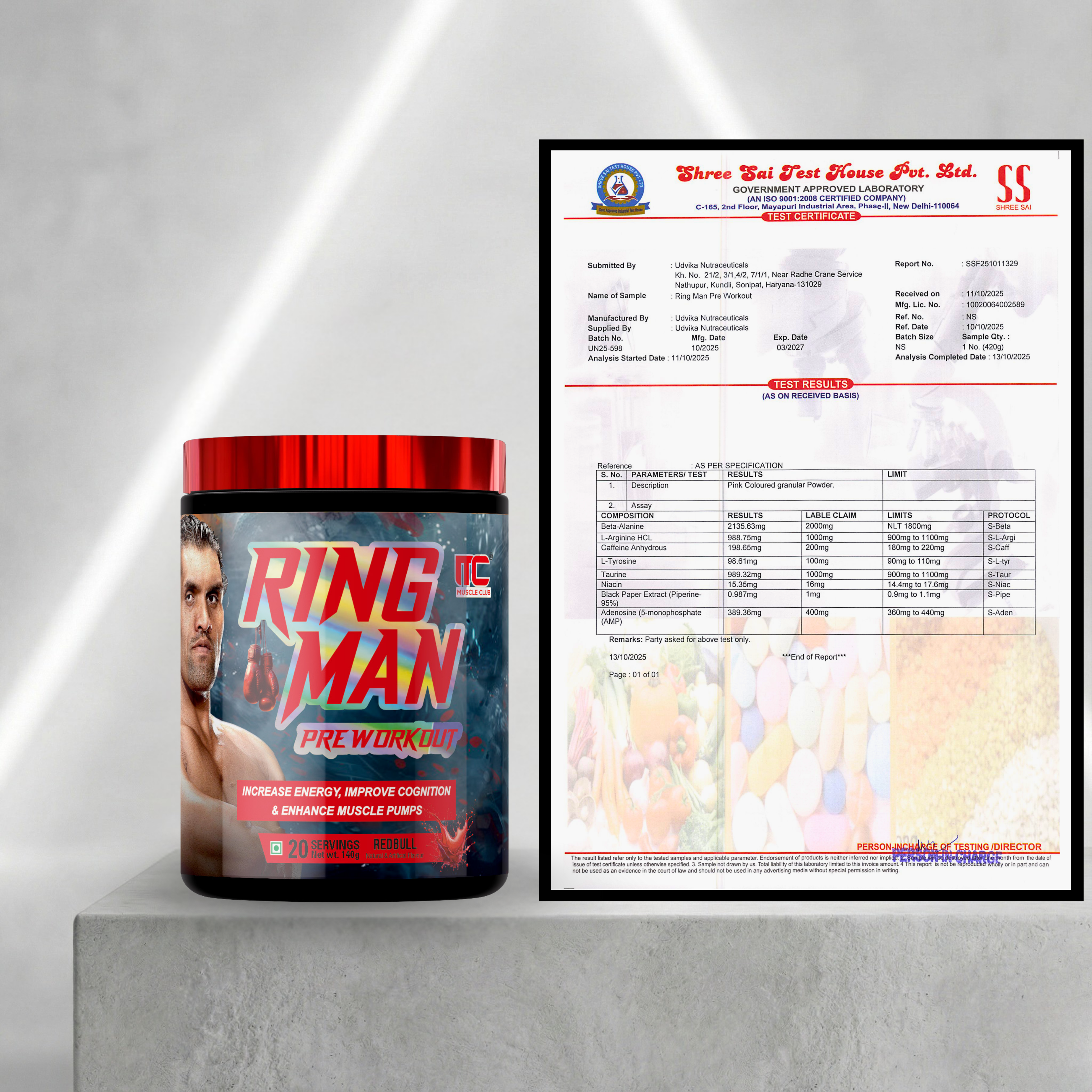 Ring Man Pre-Workout by The Great Khali | Intense Energy & Laser Focus | Powered by AMP , 2000mg Beta-Alanine & 200mg Caffeine