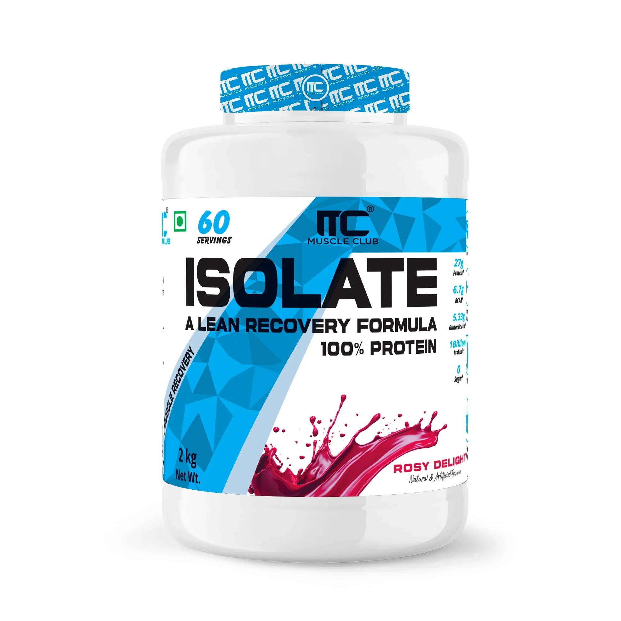 100% Isolate Whey Protein - Advanced Muscle Recovery Formula |27g of Fast-Digesting Pure Protein | with L-Arginine, BCAAs, and Glutamine for Muscle Building - Muscle Club