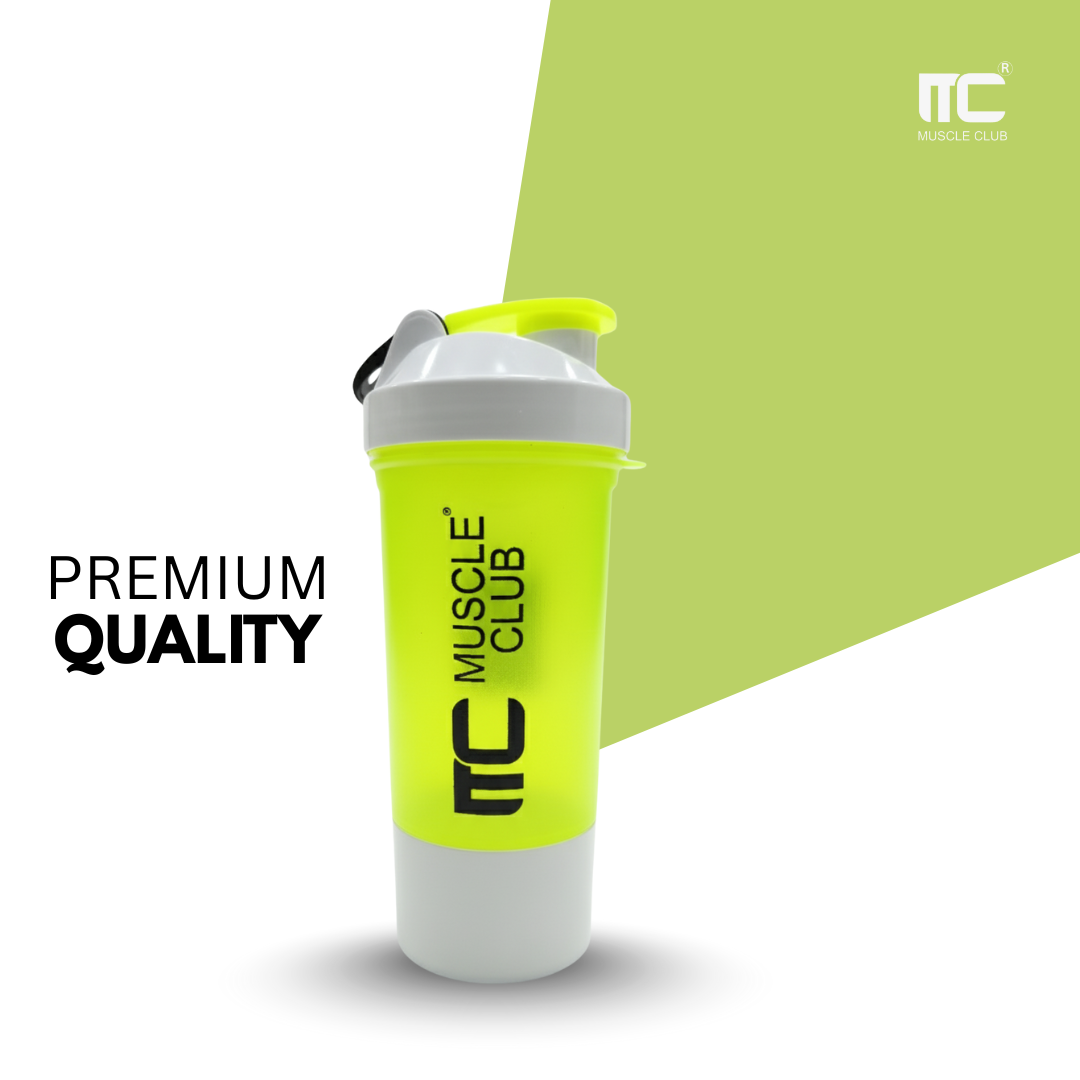 Muscle Club Shaker – 2-in-1 Double Compartment Protein Shaker Bottle for Gym & Fitness | BPA-Free & Leakproof
