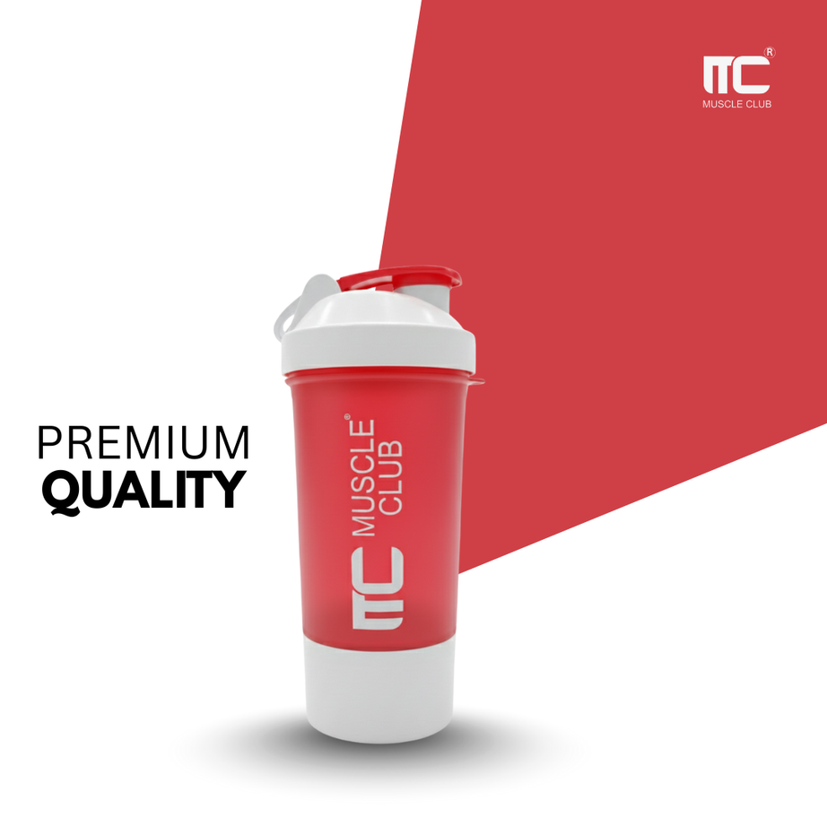 Muscle Club Shaker – 2-in-1 Double Compartment Protein Shaker Bottle for Gym & Fitness | BPA-Free & Leakproof
