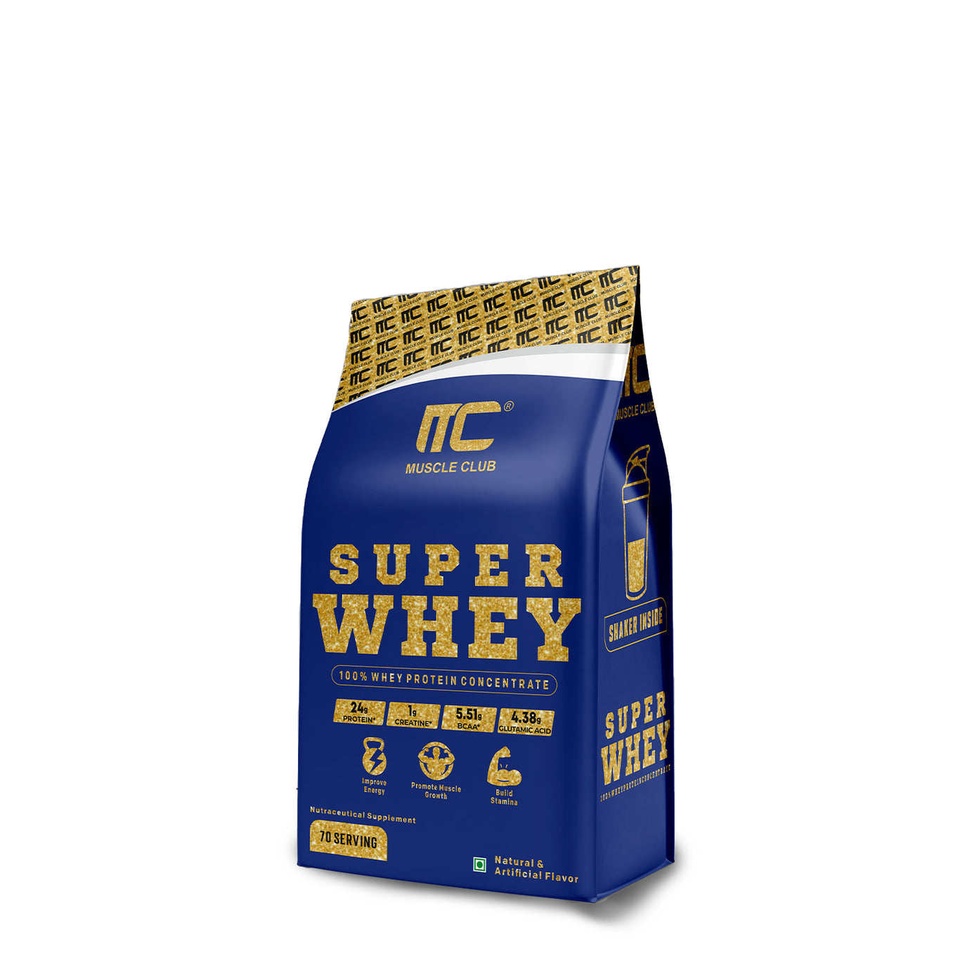 Muscle Club Super Whey Protein Concentrate - 70 Pouches | High-Quality Whey Protein | 1g Creatine Monohydrate | Health Supplement for Gym & Sports Enthusiasts