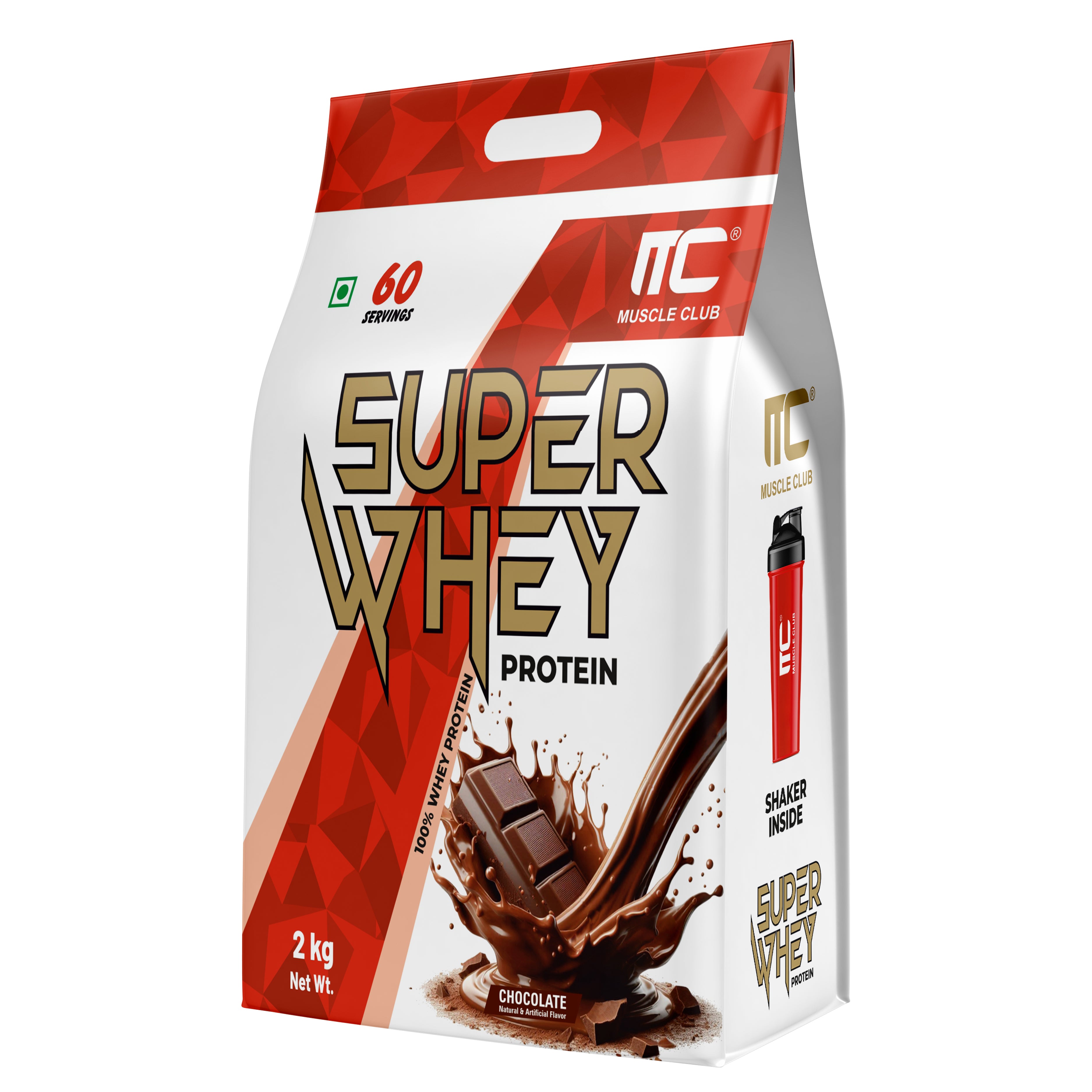 Muscle Club Super Whey Protein Concentrate - 60 Sachets | High-Quality Whey Protein | 1g Creatine Monohydrate | Health Supplement for Gym & Sports Enthusiasts - Muscle Club