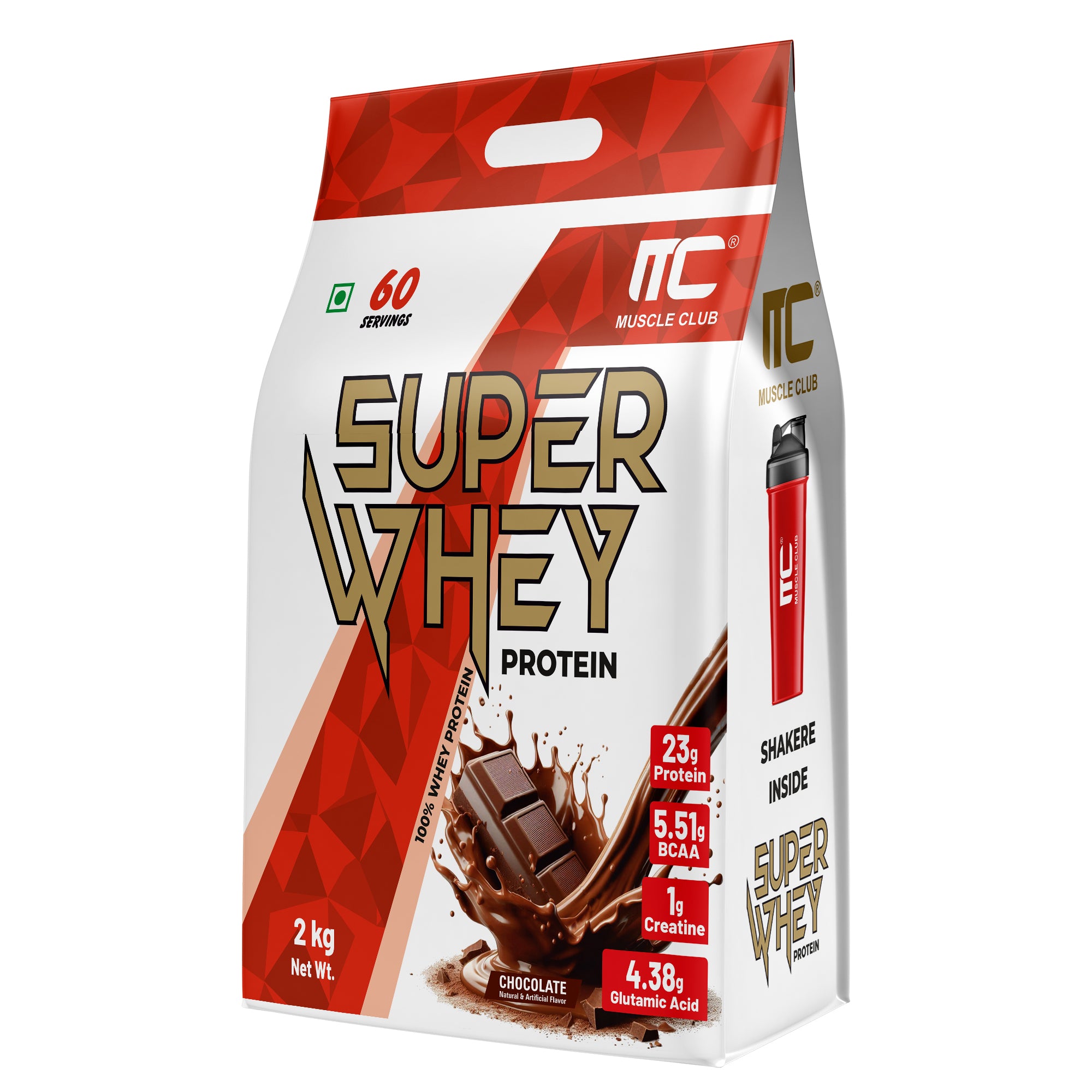 Muscle Club Super Whey Protein - 60 Sachets | High-Quality Whey Protein | 1g Creatine Monohydrate | Health Supplement for Gym & Sports Enthusiasts
