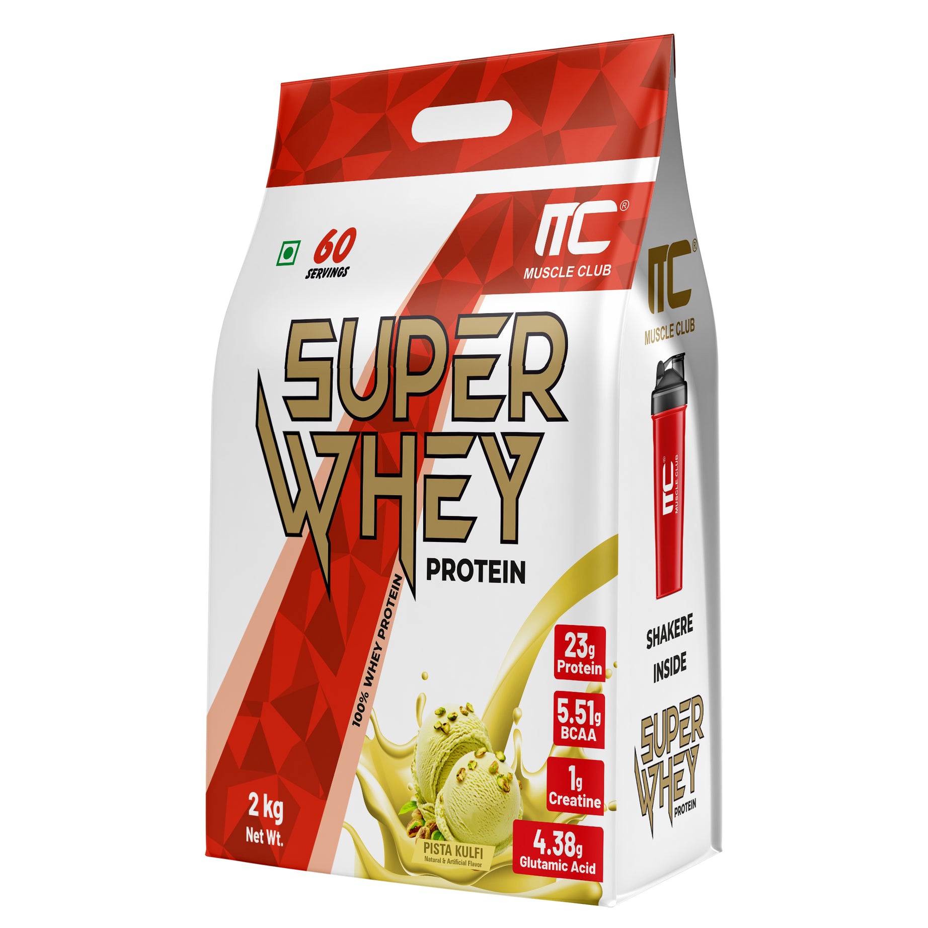 Muscle Club Super Whey Protein - 60 Sachets | High-Quality Whey Protein | 1g Creatine Monohydrate | Health Supplement for Gym & Sports Enthusiasts