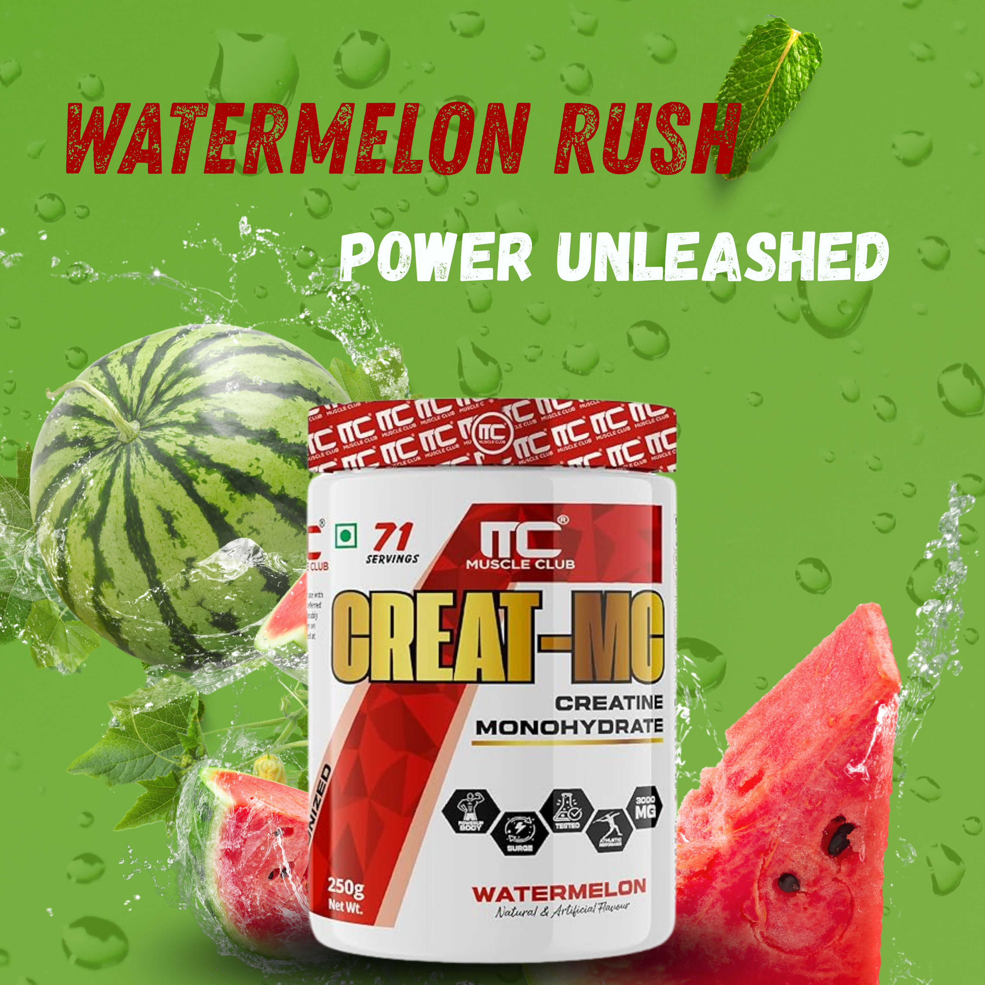 Muscle Club Creatine Monohydrate 250g –  Micronized Creatine Powder for Muscle Strength, Power & Endurance – Fast Absorption – Pre/Post Workout Supplement for Men & Women