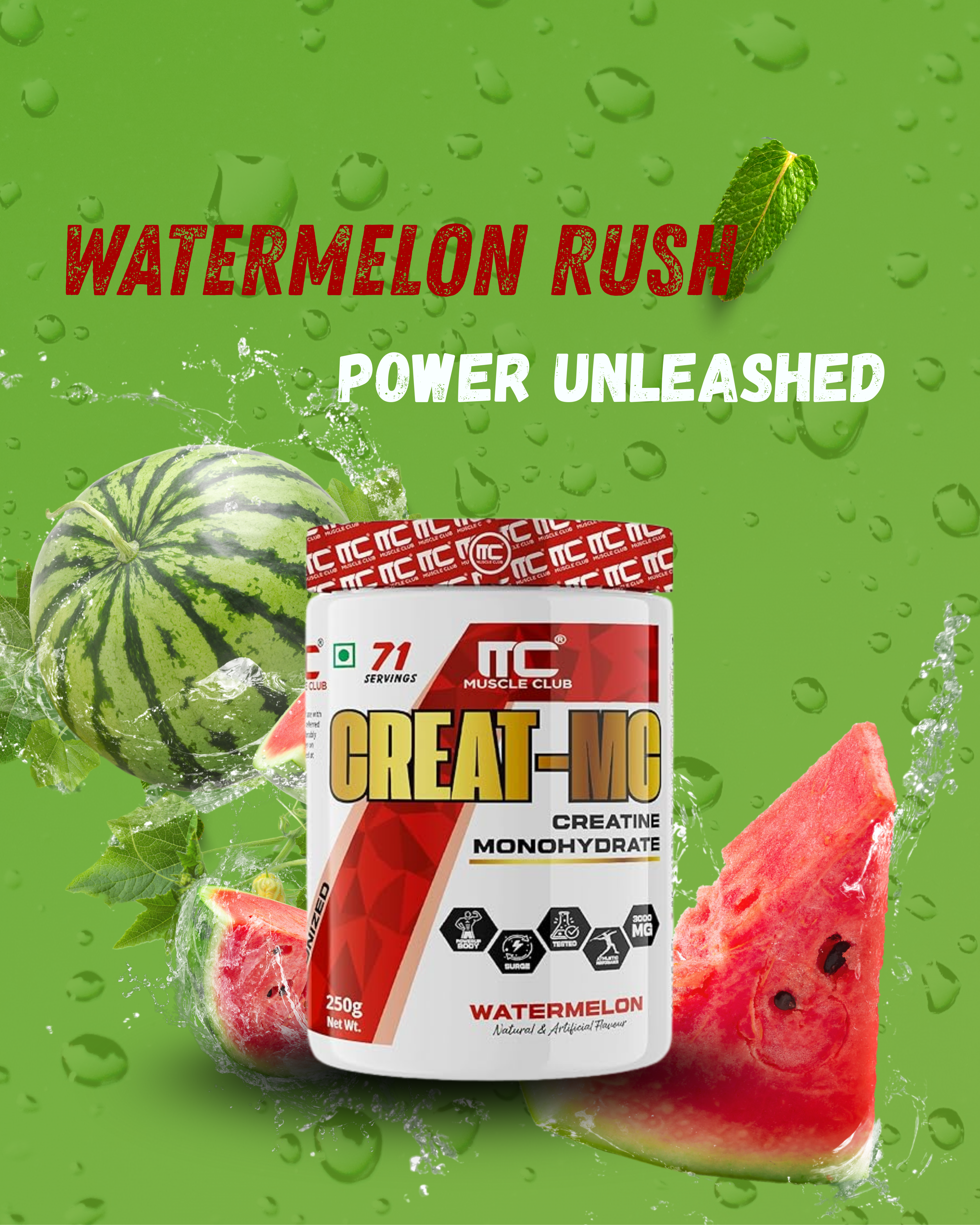 Muscle Club Creatine Monohydrate 250g –  Micronized Creatine Powder for Muscle Strength, Power & Endurance – Fast Absorption – Pre/Post Workout Supplement for Men & Women