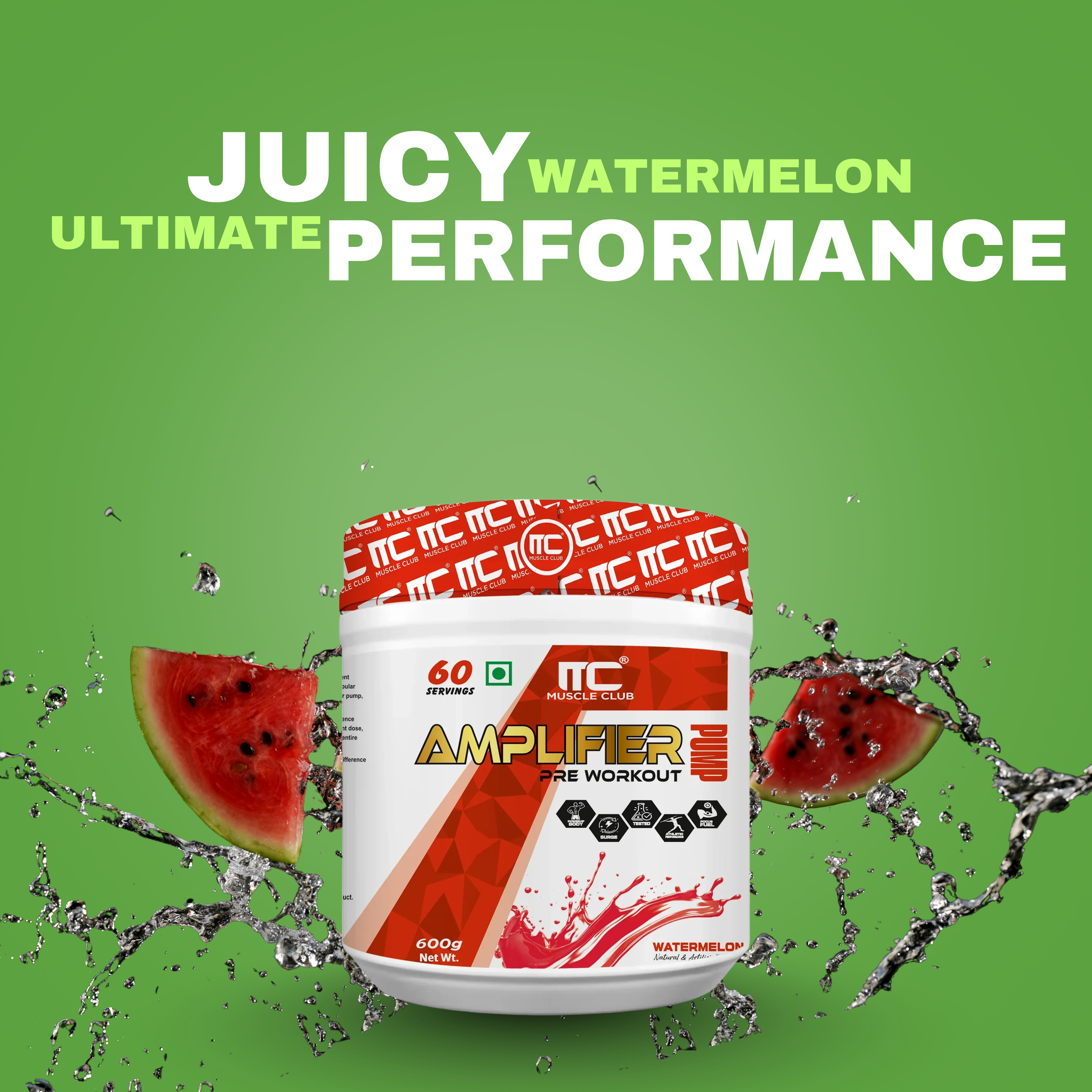 Muscle Club Amplifier Pre-workout | Pre-workout Supplement Supports to Improve Focus, Strength, Energy | Beta Alanine, Caffeine, Creatine, L-Arginine, & Vitamin B3