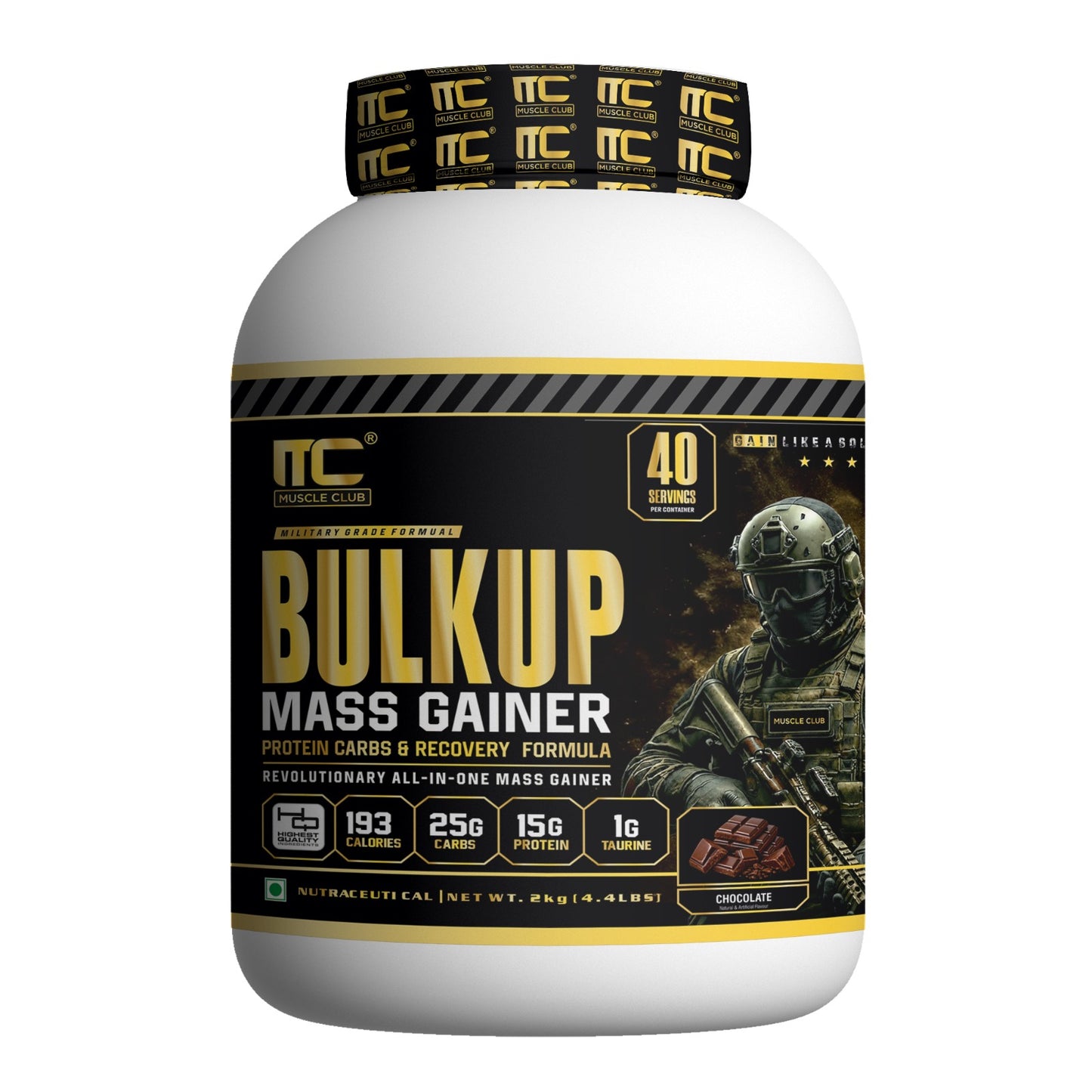 Muscle Club BulkUp Mass Gainer 2kg | 15g Protein, 25g Carbs & 1g Taurine