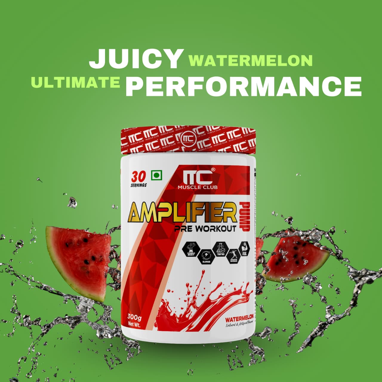 Muscle Club Amplifier Pre-workout | Pre-workout Supplement Supports to Improve Focus, Strength, Energy | Beta Alanine, Caffeine, Creatine, L-Arginine, & Vitamin B3