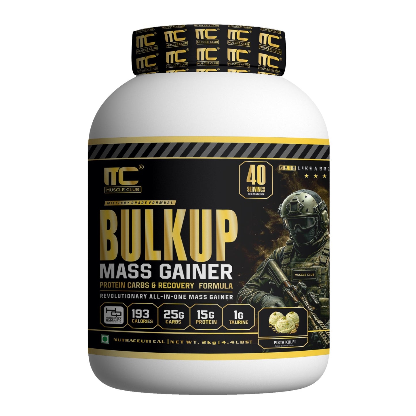 Muscle Club BulkUp Mass Gainer 2kg | 15g Protein, 25g Carbs & 1g Taurine
