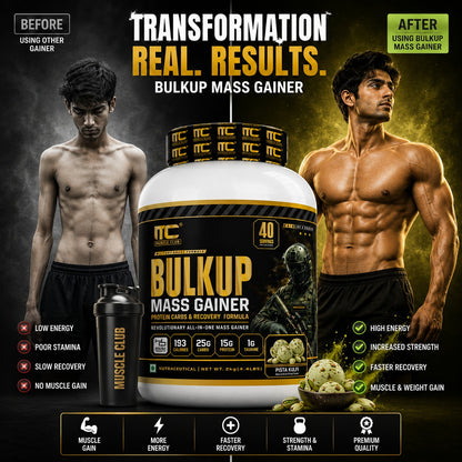 Muscle Club BulkUp Mass Gainer 2kg | 15g Protein, 25g Carbs & 1g Taurine
