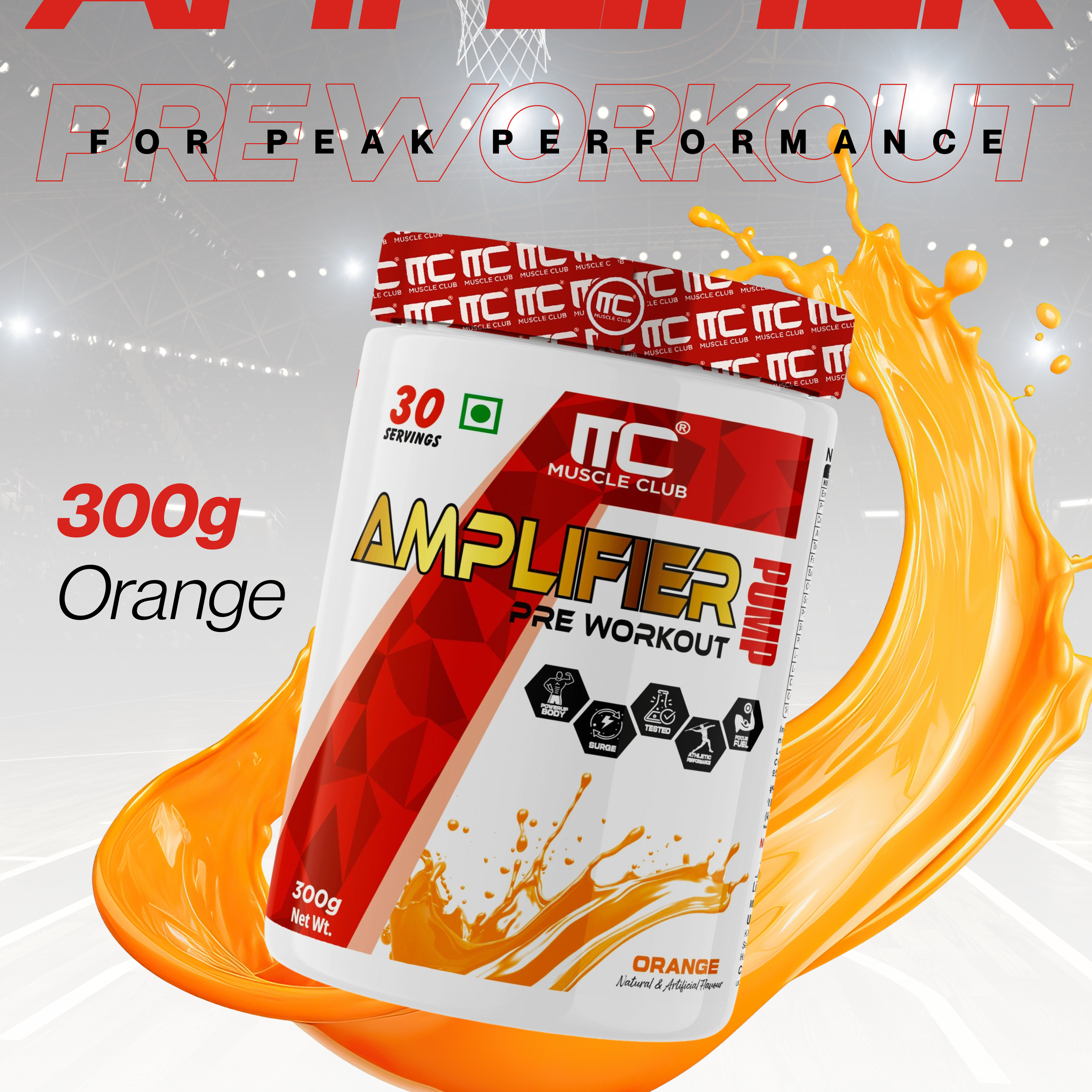 Muscle Club Amplifier Pre-workout | Pre-workout Supplement Supports to Improve Focus, Strength, Energy | Beta Alanine, Caffeine, Creatine, L-Arginine, & Vitamin B3