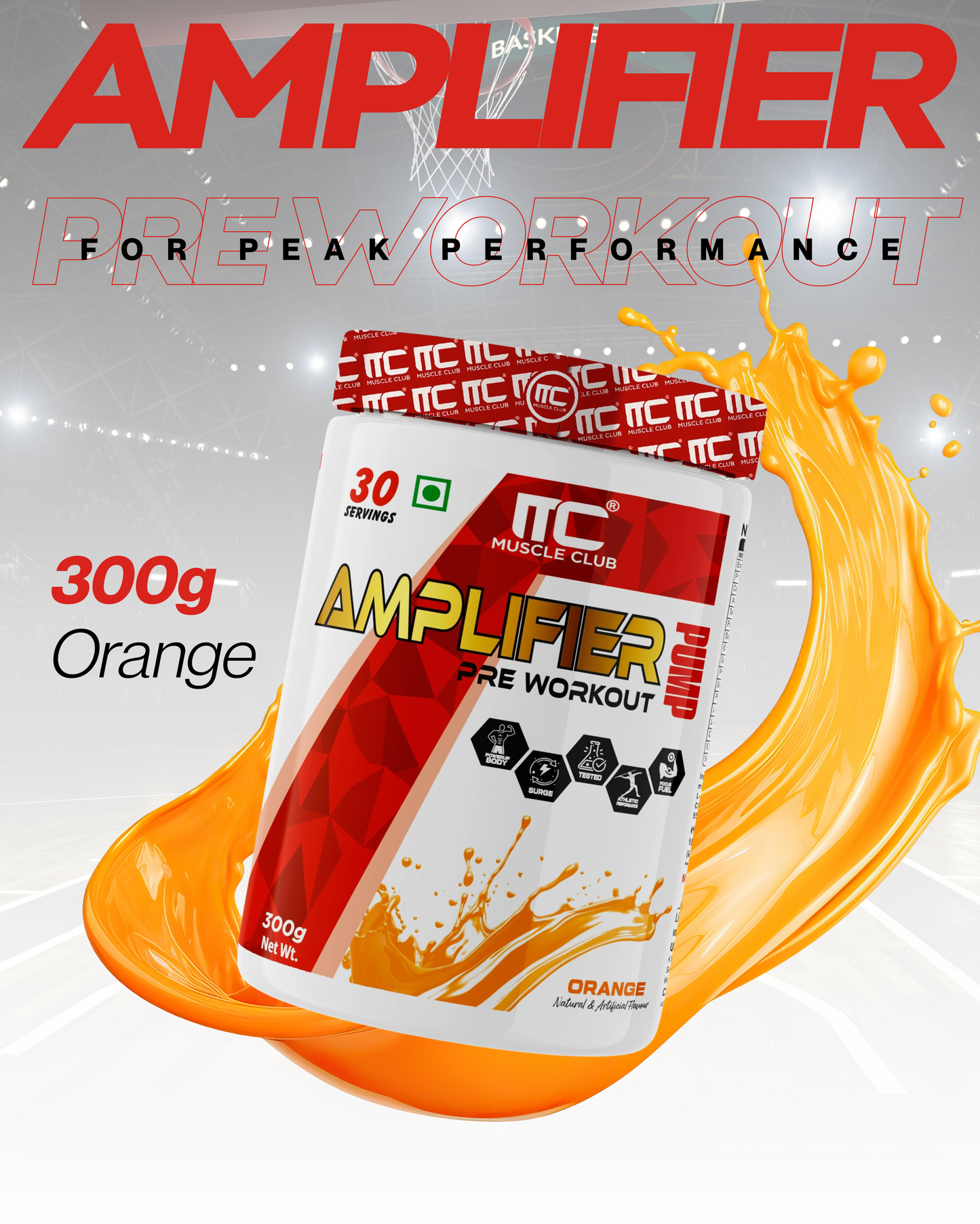 Muscle Club Amplifier Pre-workout | Pre-workout Supplement Supports to Improve Focus, Strength, Energy | Beta Alanine, Caffeine, Creatine, L-Arginine, & Vitamin B3