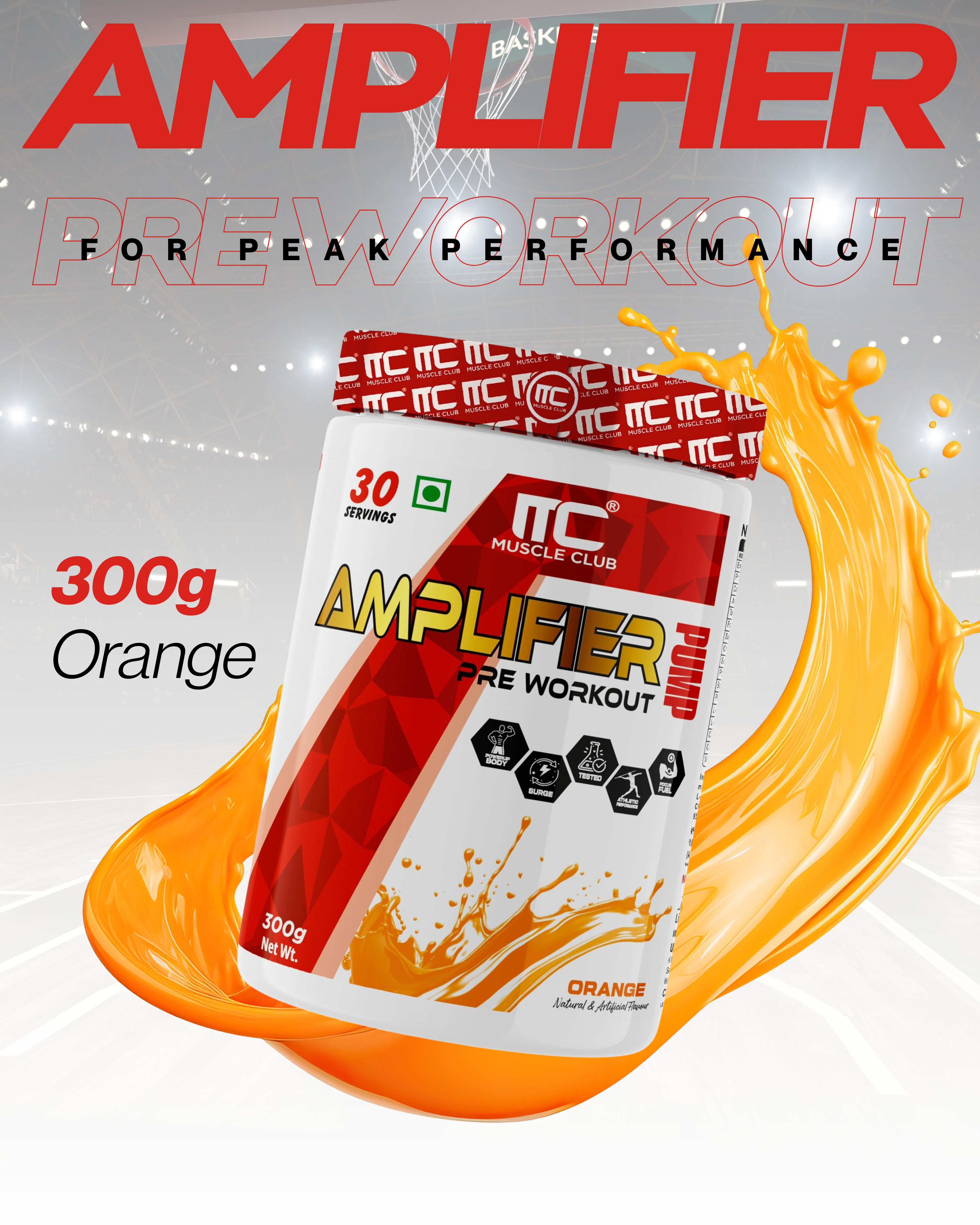 Muscle Club Amplifier Pre-workout | Pre-workout Supplement Supports to Improve Focus, Strength, Energy | Beta Alanine, Caffeine, Creatine, L-Arginine, & Vitamin B3