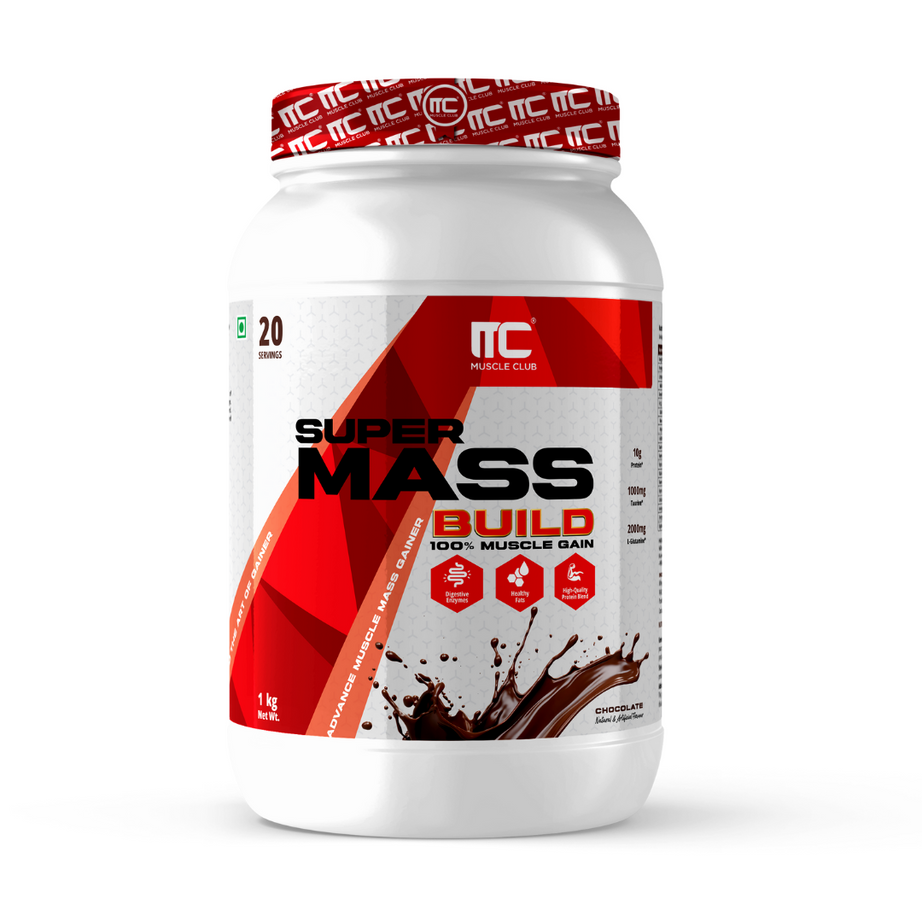 Muscle Club Super Mass Build - Whey Protein Mass Gainer | Muscle Building Nutrition | Supports Muscle Gain added Taurine & L-Glutamine for performance & muscle recovery