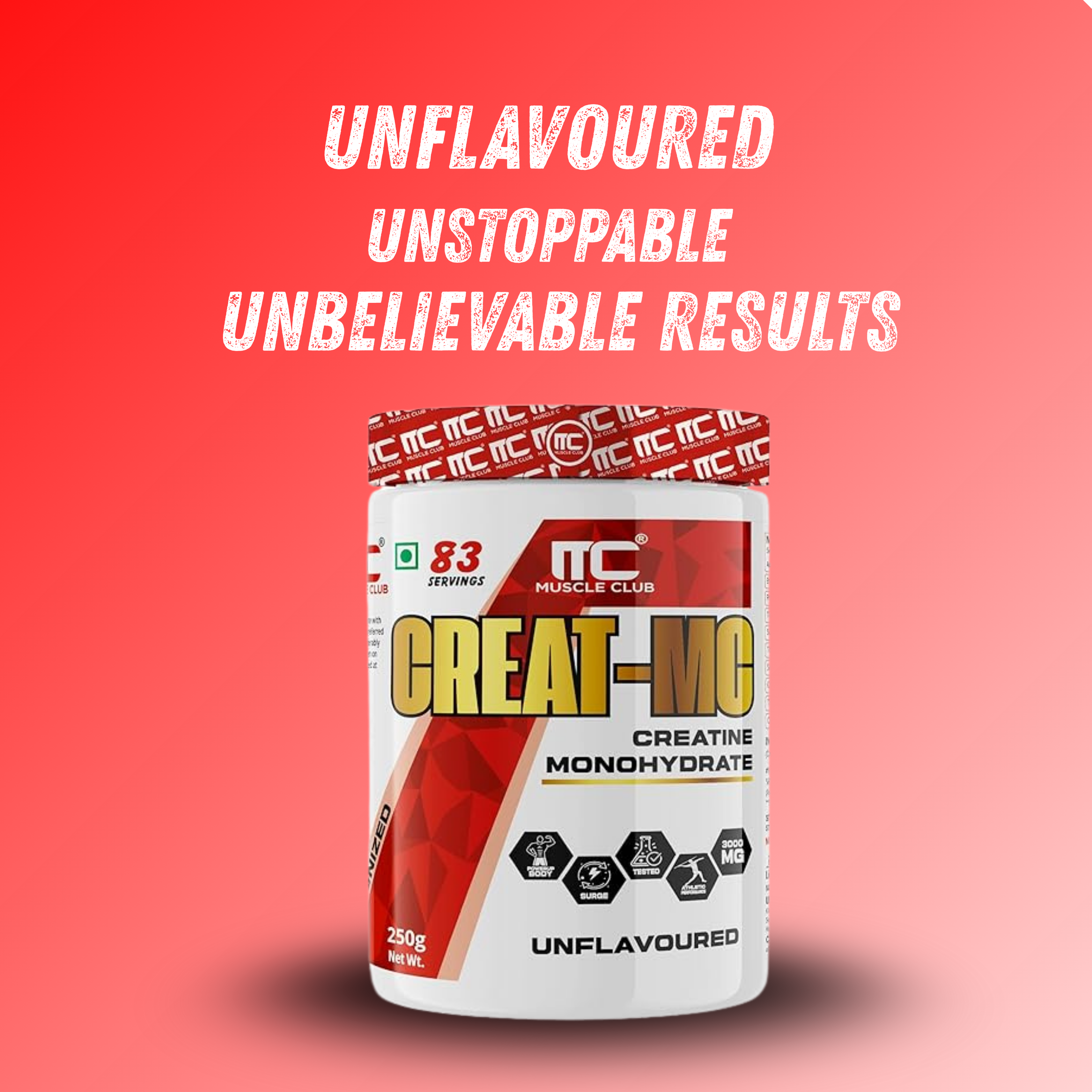 Muscle Club Creatine Monohydrate 250g –  Micronized Creatine Powder for Muscle Strength, Power & Endurance – Fast Absorption – Pre/Post Workout Supplement for Men & Women