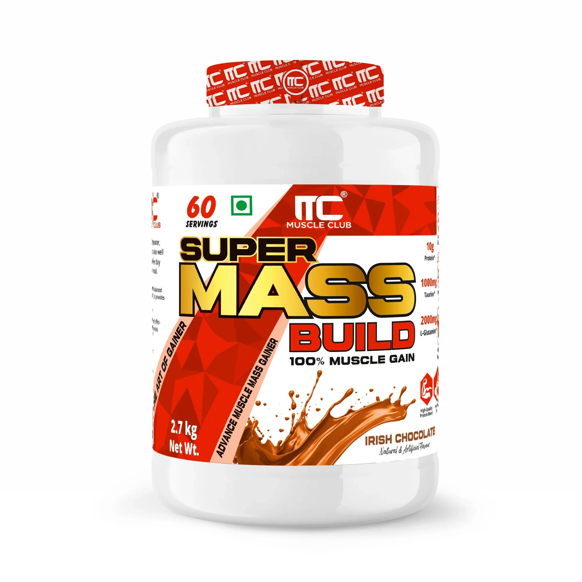 Muscle Club Super Mass Gainer – 1kg – Weight Gainer with L-Glutamine, Taurine, Vitamin A, B-Complex, Calcium, Iron, Zinc & Vitamin D – Supports Muscle Growth, Recovery & Weight Gain - Muscle Club